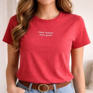 Zara New Season New Goals Short Sleeve Orange T-Shirt Top Size L